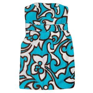 Milly Of New York Dress Strapless Sweetheart Turquoise Swirl Size 6